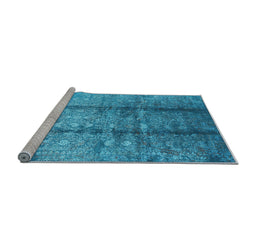 Sideview of Machine Washable Oriental Light Blue Industrial Rug, wshurb1459lblu
