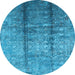 Round Oriental Light Blue Industrial Rug, urb1459lblu