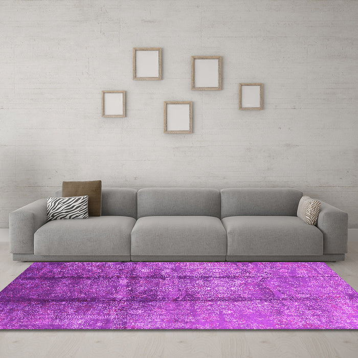 Machine Washable Oriental Pink Industrial Rug in a Living Room, wshurb1459pnk