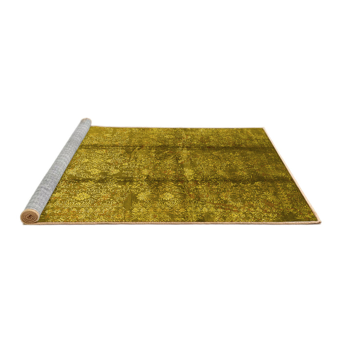 Sideview of Machine Washable Oriental Yellow Industrial Rug, wshurb1459yw
