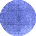 Round Oriental Blue Industrial Rug, urb1460blu