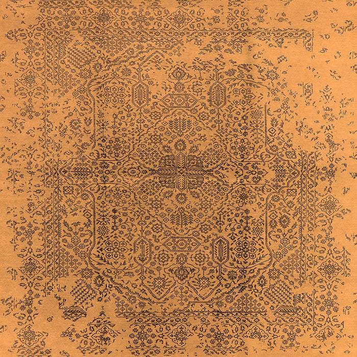 Square Machine Washable Oriental Orange Industrial Area Rugs, wshurb1460org