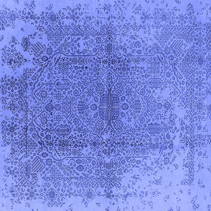 Square Machine Washable Oriental Blue Industrial Rug, wshurb1460blu