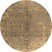 Round Oriental Brown Industrial Rug, urb1460brn