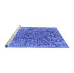 Sideview of Machine Washable Oriental Blue Industrial Rug, wshurb1460blu
