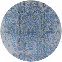 Round Mid-Century Modern Blue Oriental Rug, urb1460