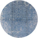 Round Mid-Century Modern Blue Oriental Rug, urb1460