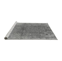 Sideview of Machine Washable Oriental Gray Industrial Rug, wshurb1460gry