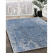 Mid-Century Modern Blue Oriental Rug in Family Room, urb1460