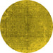 Round Oriental Yellow Industrial Rug, urb1460yw