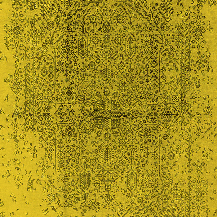 Machine Washable Oriental Yellow Industrial Rug, wshurb1460yw