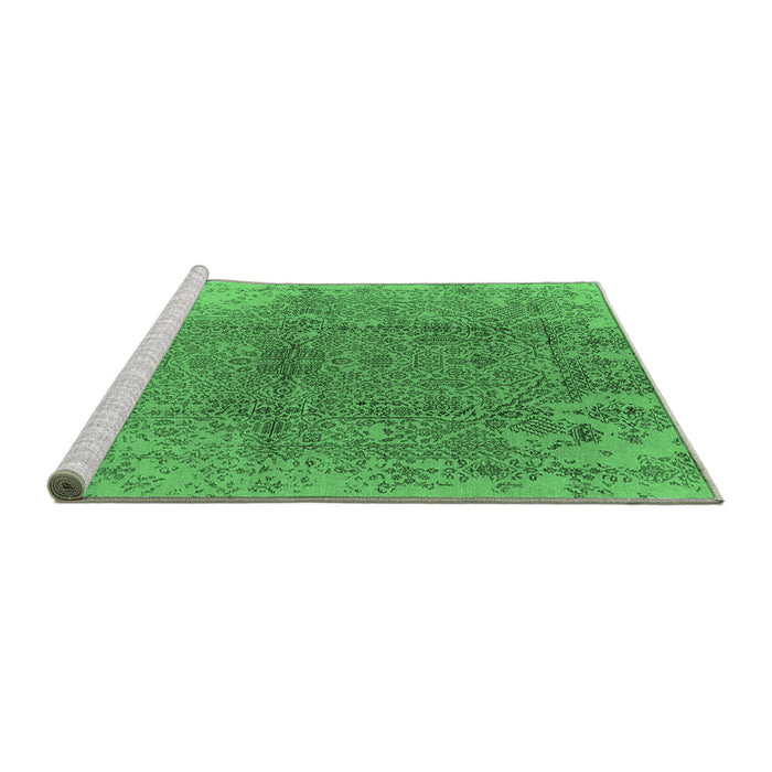 Sideview of Machine Washable Oriental Emerald Green Industrial Area Rugs, wshurb1460emgrn