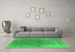 Machine Washable Oriental Green Industrial Area Rugs in a Living Room,, wshurb1460grn