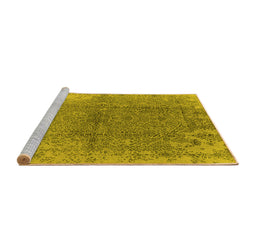 Sideview of Machine Washable Oriental Yellow Industrial Rug, wshurb1460yw