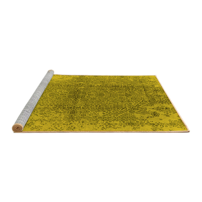 Sideview of Machine Washable Oriental Yellow Industrial Rug, wshurb1460yw