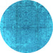 Round Oriental Light Blue Industrial Rug, urb1460lblu