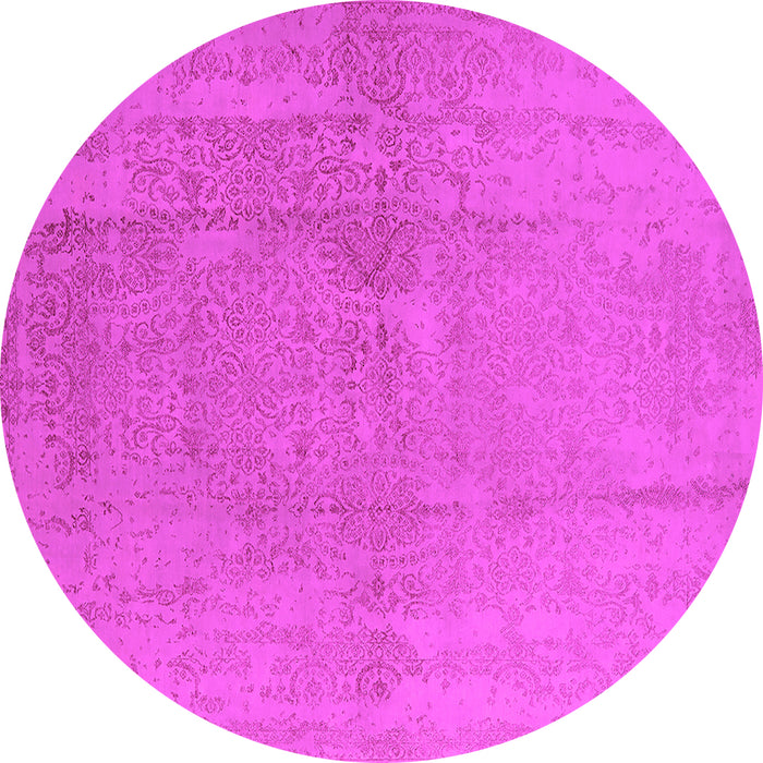 Round Machine Washable Oriental Pink Industrial Rug, wshurb1461pnk