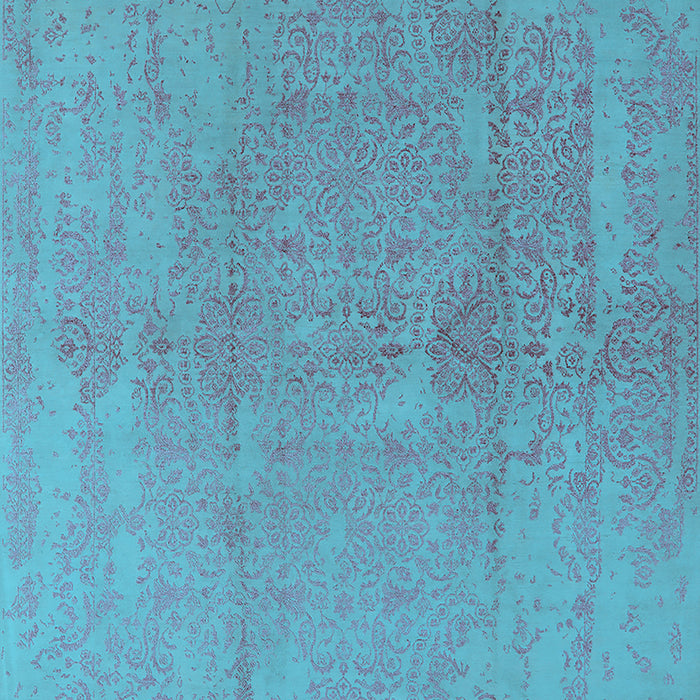 Machine Washable Oriental Light Blue Industrial Rug, wshurb1461lblu