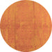 Round Machine Washable Oriental Orange Industrial Area Rugs, wshurb1461org