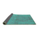 Sideview of Oriental Turquoise Industrial Rug, urb1461turq