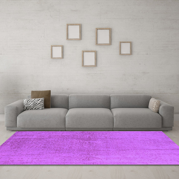 Machine Washable Oriental Purple Industrial Area Rugs in a Living Room, wshurb1461pur