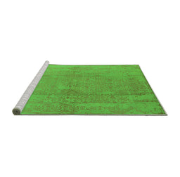 Sideview of Machine Washable Oriental Green Industrial Area Rugs, wshurb1461grn