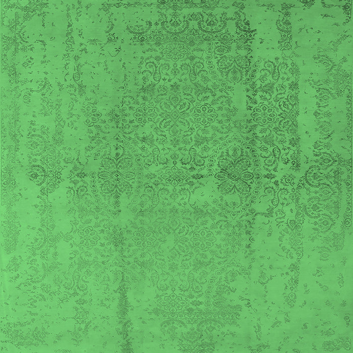 Square Machine Washable Oriental Emerald Green Industrial Area Rugs, wshurb1461emgrn