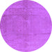 Round Oriental Purple Industrial Rug, urb1461pur