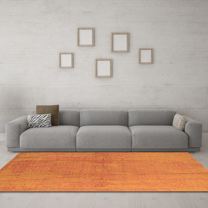 Machine Washable Oriental Orange Industrial Area Rugs in a Living Room, wshurb1461org