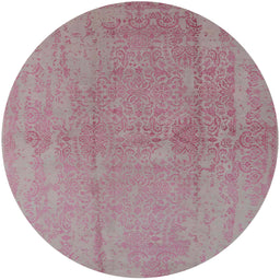 Round Mid-Century Modern Purple Pink Oriental Rug, urb1461