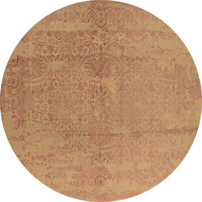 Round Machine Washable Oriental Brown Industrial Rug, wshurb1461brn
