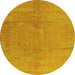 Round Oriental Yellow Industrial Rug, urb1461yw