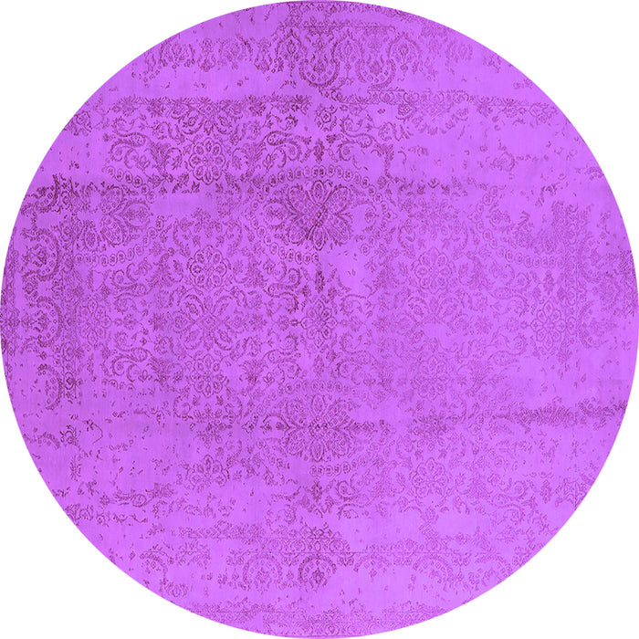Round Machine Washable Oriental Purple Industrial Area Rugs, wshurb1461pur