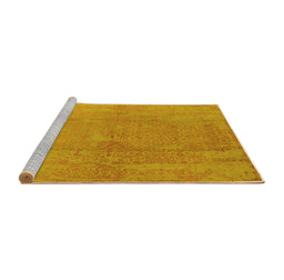 Sideview of Machine Washable Oriental Yellow Industrial Rug, wshurb1461yw