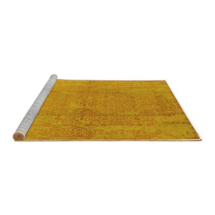 Sideview of Machine Washable Oriental Yellow Industrial Rug, wshurb1461yw