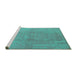 Sideview of Machine Washable Oriental Turquoise Industrial Area Rugs, wshurb1461turq