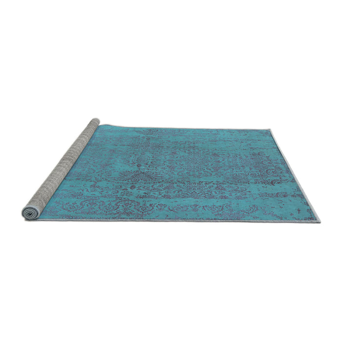 Sideview of Machine Washable Oriental Light Blue Industrial Rug, wshurb1461lblu