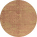 Round Oriental Brown Industrial Rug, urb1461brn