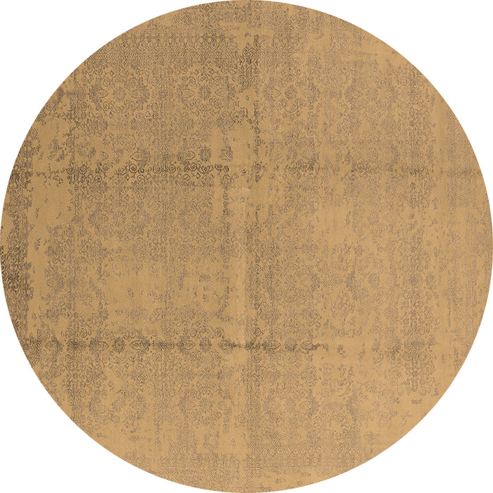 Round Oriental Brown Industrial Rug, urb1462brn