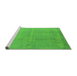 Sideview of Machine Washable Oriental Green Industrial Area Rugs, wshurb1462grn