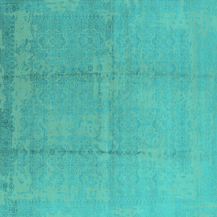 Square Machine Washable Oriental Turquoise Industrial Area Rugs, wshurb1462turq