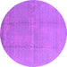 Round Machine Washable Oriental Purple Industrial Area Rugs, wshurb1462pur