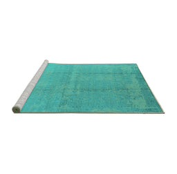 Sideview of Machine Washable Oriental Turquoise Industrial Area Rugs, wshurb1462turq