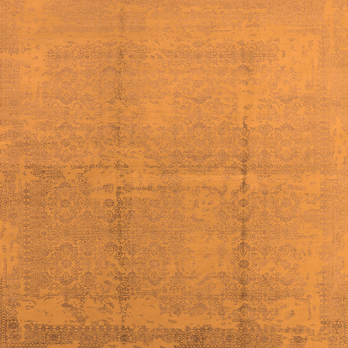 Square Machine Washable Oriental Orange Industrial Area Rugs, wshurb1462org