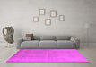 Machine Washable Oriental Pink Industrial Rug in a Living Room, wshurb1462pnk