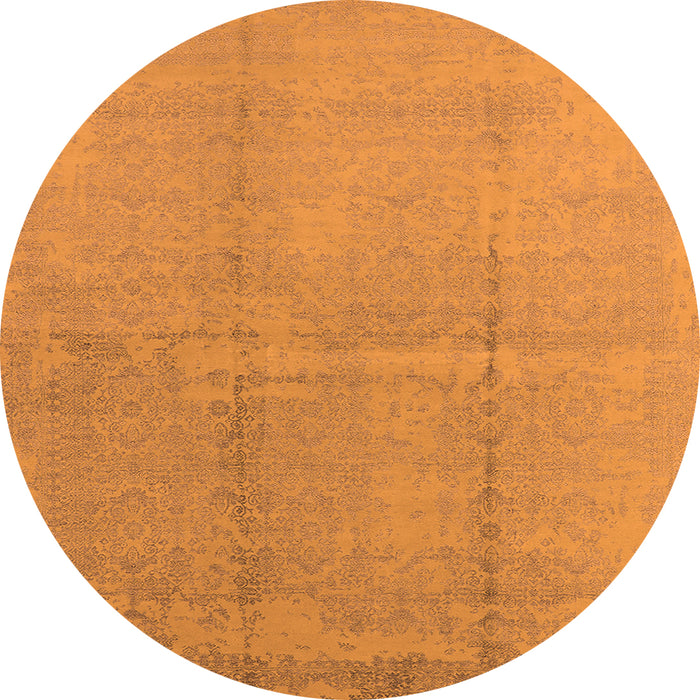 Round Machine Washable Oriental Orange Industrial Area Rugs, wshurb1462org