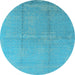 Round Oriental Light Blue Industrial Rug, urb1462lblu