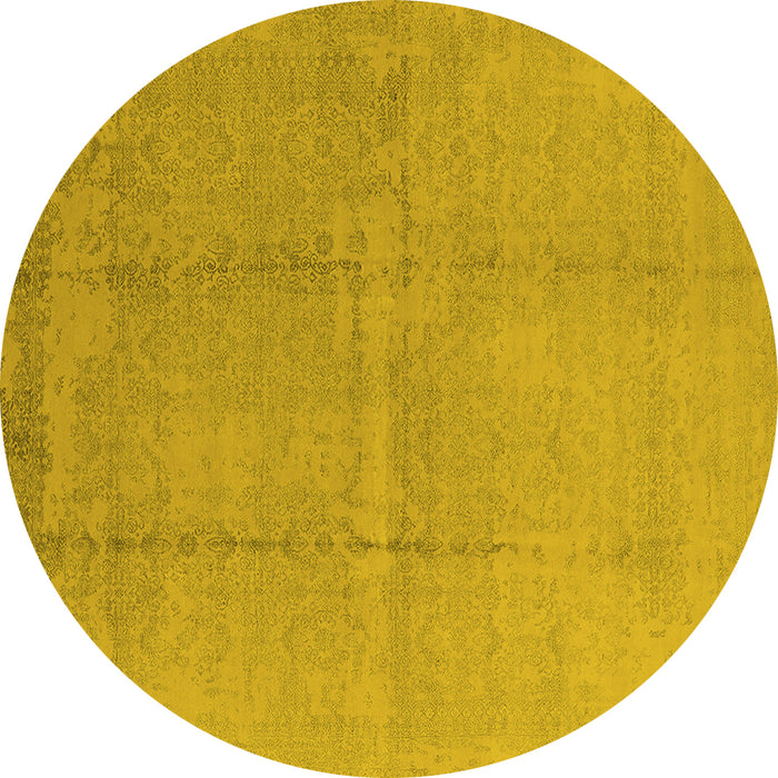 Round Oriental Yellow Industrial Rug, urb1462yw