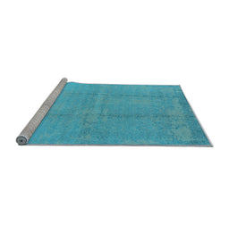 Sideview of Machine Washable Oriental Light Blue Industrial Rug, wshurb1462lblu