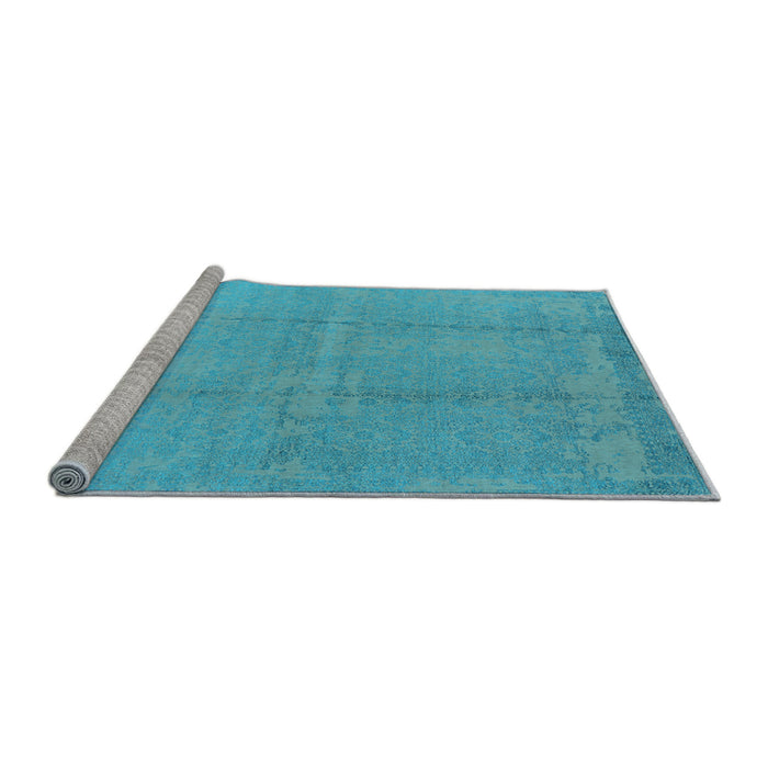 Sideview of Machine Washable Oriental Light Blue Industrial Rug, wshurb1462lblu